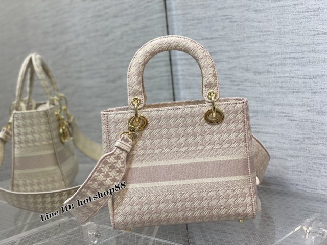 Dior專櫃2025新款顏色Lady包 迪奧淡粉Lady最新千鳥格系列女包 fkd1385